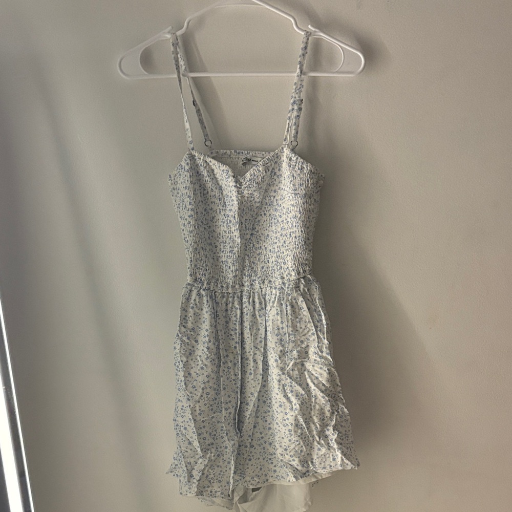 Hollister Kids White and Blue Floral Romper